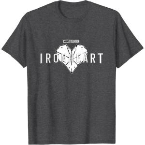imageMarvel Iron Heart Metallic White HeartShaped Logo TShirtDark Heather Grey