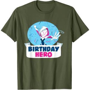 imageMarvel SpiderGwen Ghost Spider Toon Confetti Birthday Hero TShirtOlive Green