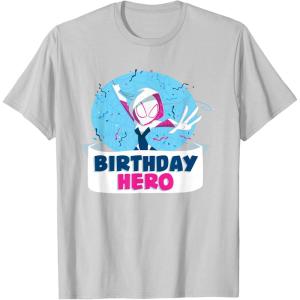 imageMarvel SpiderGwen Ghost Spider Toon Confetti Birthday Hero TShirtSilver Grey