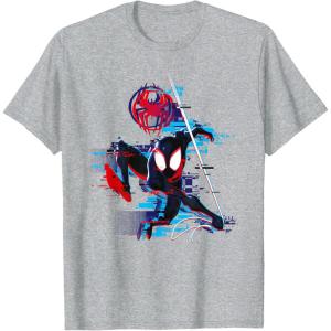 imageMarvel SpiderMan Across the SpiderVerse Miles Glitch TShirtHeather Grey
