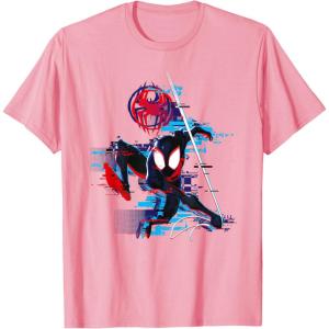 imageMarvel SpiderMan Across the SpiderVerse Miles Glitch TShirtPink
