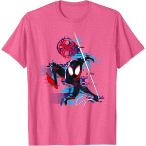 imageMarvel SpiderMan Across the SpiderVerse Miles Glitch TShirtPink Heather
