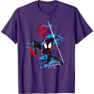 imageMarvel SpiderMan Across the SpiderVerse Miles Glitch TShirtPurple