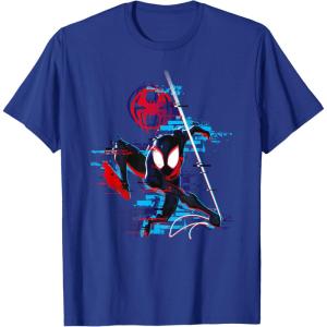 imageMarvel SpiderMan Across the SpiderVerse Miles Glitch TShirtRoyal Blue
