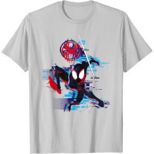 imageMarvel SpiderMan Across the SpiderVerse Miles Glitch TShirtSilver Grey