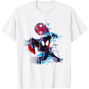 imageMarvel SpiderMan Across the SpiderVerse Miles Glitch TShirtWhite