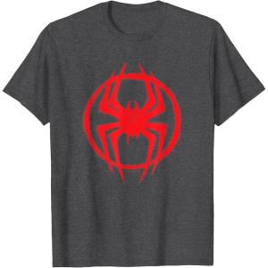 imageMarvel SpiderMan Across the SpiderVerse Miles Symbol TShirtDark Heather Grey