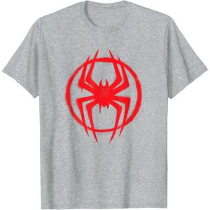 imageMarvel SpiderMan Across the SpiderVerse Miles Symbol TShirtHeather Grey