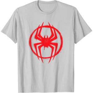 imageMarvel SpiderMan Across the SpiderVerse Miles Symbol TShirtSilver Grey