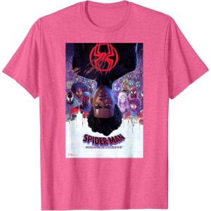 imageMarvel SpiderMan Across the SpiderVerse Theatrical Poster TShirtPink Heather