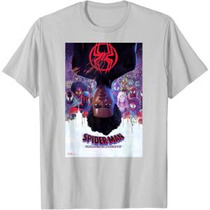 imageMarvel SpiderMan Across the SpiderVerse Theatrical Poster TShirtSilver Grey