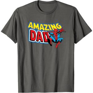 imageMarvel SpiderMan Amazing Dad Comic Book Fathers Day TShirtAsphalt Grey