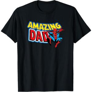 imageMarvel SpiderMan Amazing Dad Comic Book Fathers Day TShirtBlack