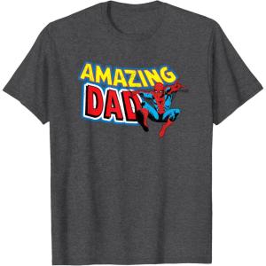 imageMarvel SpiderMan Amazing Dad Comic Book Fathers Day TShirtDark Heather Grey