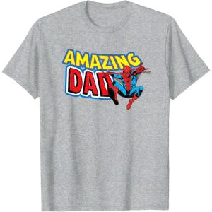 imageMarvel SpiderMan Amazing Dad Comic Book Fathers Day TShirtHeather Grey