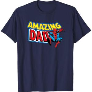 imageMarvel SpiderMan Amazing Dad Comic Book Fathers Day TShirtNavy Blue