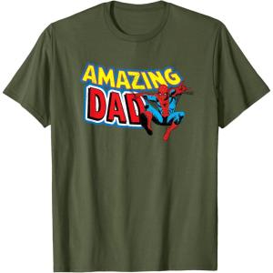 imageMarvel SpiderMan Amazing Dad Comic Book Fathers Day TShirtOlive Green