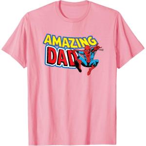 imageMarvel SpiderMan Amazing Dad Comic Book Fathers Day TShirtPink
