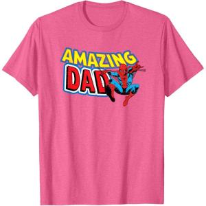 imageMarvel SpiderMan Amazing Dad Comic Book Fathers Day TShirtPink Heather