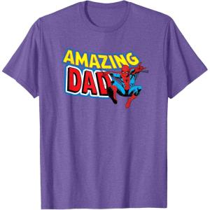 imageMarvel SpiderMan Amazing Dad Comic Book Fathers Day TShirtPurple Heather