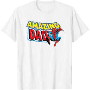 imageMarvel SpiderMan Amazing Dad Comic Book Fathers Day TShirtWhite