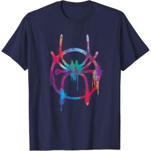 imageMarvel SpiderMan Into the SpiderVerse Rainbow Icon TShirtNavy Blue