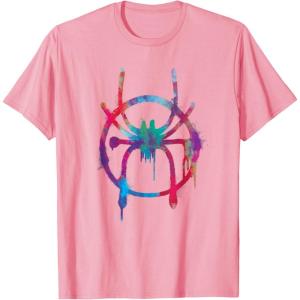 imageMarvel SpiderMan Into the SpiderVerse Rainbow Icon TShirtPink