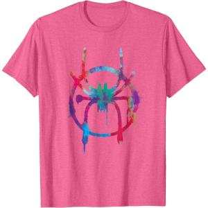 imageMarvel SpiderMan Into the SpiderVerse Rainbow Icon TShirtPink Heather