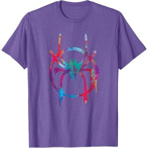 imageMarvel SpiderMan Into the SpiderVerse Rainbow Icon TShirtPurple Heather