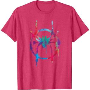 imageMarvel SpiderMan Into the SpiderVerse Rainbow Icon TShirtRed Heather