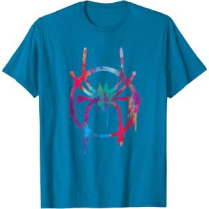imageMarvel SpiderMan Into the SpiderVerse Rainbow Icon TShirtSapphire Blue
