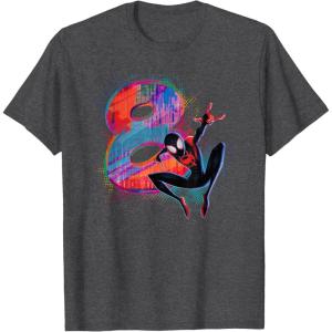 imageMarvel SpiderMan Miles Morales 8th Birthday Graphic TShirtDark Heather Grey