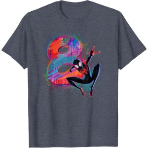 imageMarvel SpiderMan Miles Morales 8th Birthday Graphic TShirtHeather Blue