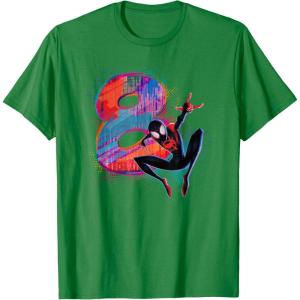 imageMarvel SpiderMan Miles Morales 8th Birthday Graphic TShirtKelly Green