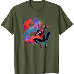 imageMarvel SpiderMan Miles Morales 8th Birthday Graphic TShirtOlive Green
