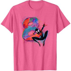 imageMarvel SpiderMan Miles Morales 8th Birthday Graphic TShirtPink Heather