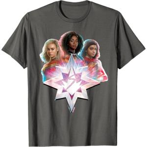 imageMarvel Studios The Marvels Carol Monica Kamala Power Icon TShirtAsphalt Grey