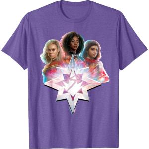 imageMarvel Studios The Marvels Carol Monica Kamala Power Icon TShirtPurple Heather