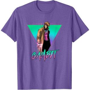 imageMarvel XMen Gambit Epic Neon 80s Style Retro Portrait TShirtPurple Heather