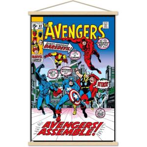 imageTrends International Marvel Comics  Avengers 82 Wall Poster with Magnetic Frame 34L x 224W Print and Black Hanger BundlePrint and Beechwood Hanger Bundle