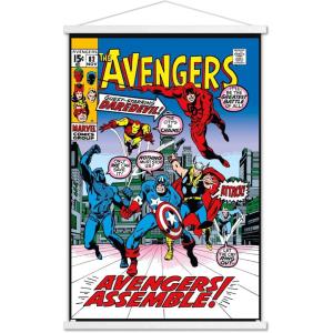 imageTrends International Marvel Comics  Avengers 82 Wall Poster with Magnetic Frame 34L x 224W Print and Black Hanger BundlePrint and White Hanger Bundle