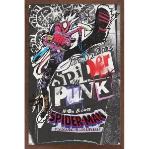 imageTrends International Marvel SpiderMan Across The SpiderVerse  SpiderPunk One Sheet Wall Poster 34L x 224W Premium Unframed VersionMahogany Framed Version