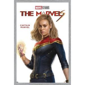 imageTrends International Marvel The Marvels  Captain Marvel Feature Series Wall Poster 34L x 224W Premium Unframed VersionGray Framed Version