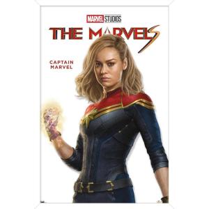 imageTrends International Marvel The Marvels  Captain Marvel Feature Series Wall Poster 34L x 224W Premium Unframed VersionWhite Framed Version