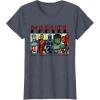 imageMarvel Avengers and SpiderMan Super Hero Real Names Retro TShirtHeather Blue