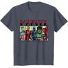 imageMarvel Avengers and SpiderMan Super Hero Real Names Retro TShirtHeather Blue
