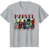 imageMarvel Avengers and SpiderMan Super Hero Real Names Retro TShirtHeather Grey