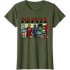 imageMarvel Avengers and SpiderMan Super Hero Real Names Retro TShirtOlive Green