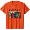 imageMarvel Avengers and SpiderMan Super Hero Real Names Retro TShirtOrange