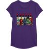 imageMarvel Avengers and SpiderMan Super Hero Real Names Retro TShirtPurple